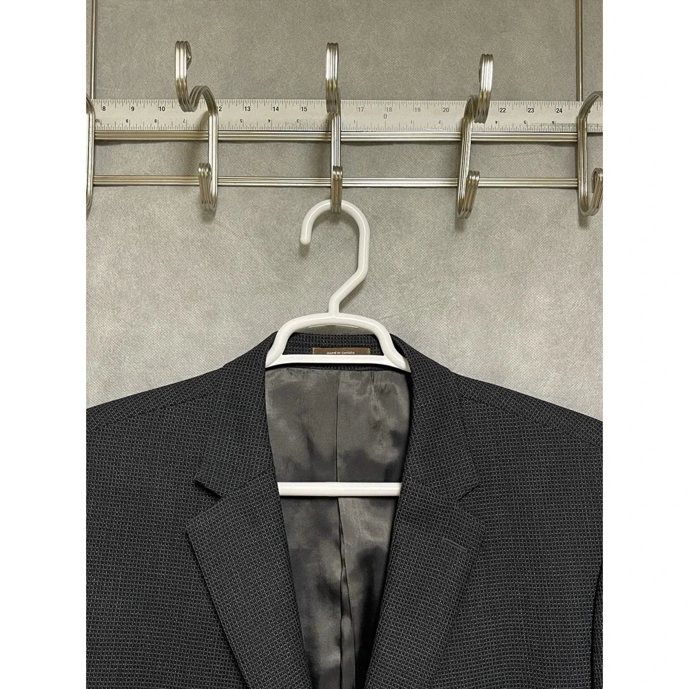 Peter Millar Blazer Men 46R‎ Blue Gray Micro Check Flannel Textured Coat Luxury